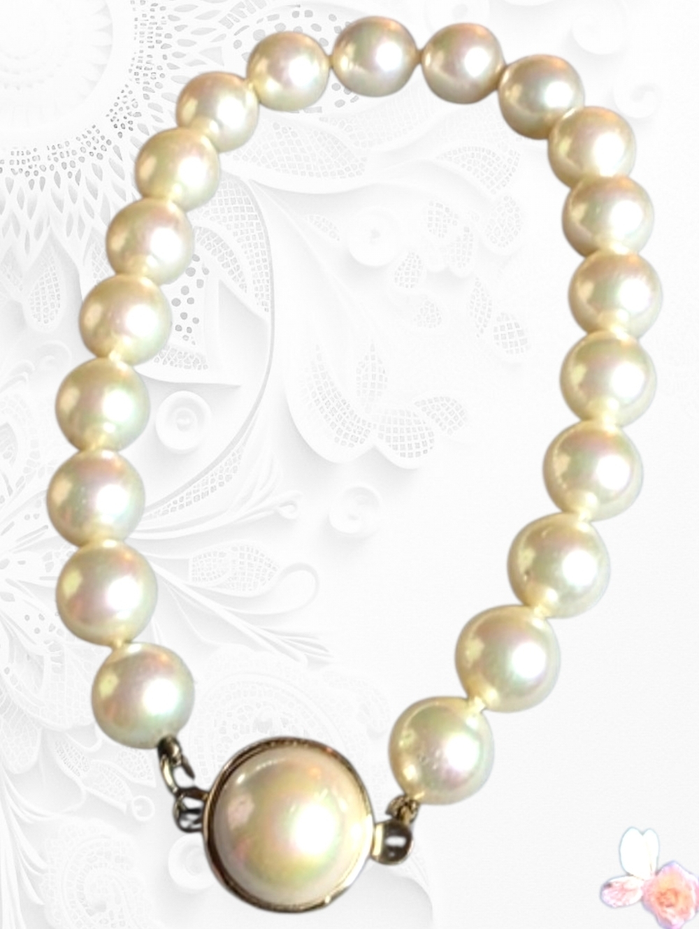 Classic Pearl Bracelet Gold Clasp Beaded Strand Elegant 6.5–7”